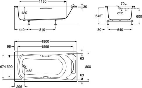 ZRU9302782 BECOOL акриловая ванна180х80 (монтажный комплект заказывается отдельно). Фото 2