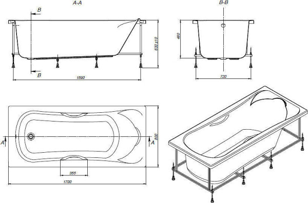 ZRU9302852.KAR ZRU9302852 A/в прямоуг BeCool 170х80+ZRU9302853 Монтаж комплект. Фото 2