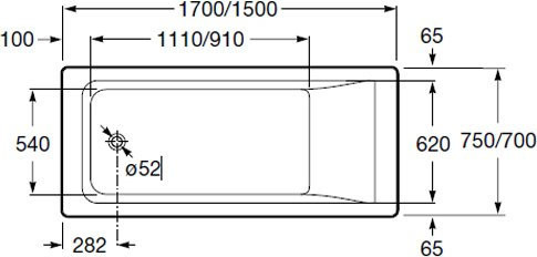 ZRU9302899 ванна прямоугольная EASY, акрил.,/170х75/(белый). Фото 1