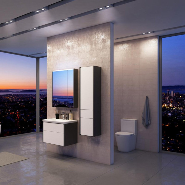 ZRU9302968 Ronda Зеркальный шкаф 60 цвет белый глянец (к мебели антрацит). Фото 4