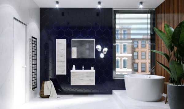 ZRU9303005 Ronda Шкаф-колонна левое открывание бетон / белый матовый 320 x 333 x 1390. Фото 2