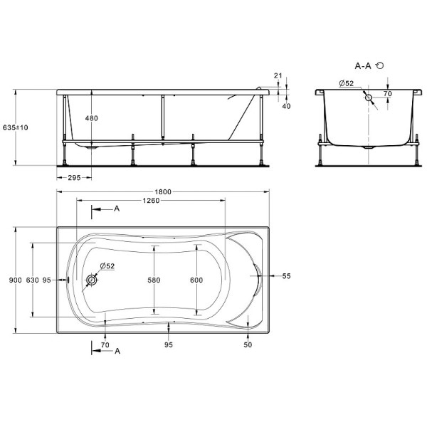 ZRU9307685.KAR.FP ZRU9307685 А/в прямоуг BeCool 180x90+ZRU9307686 Монтаж комплект+ZRU9302783 Панель фронт. Фото 6